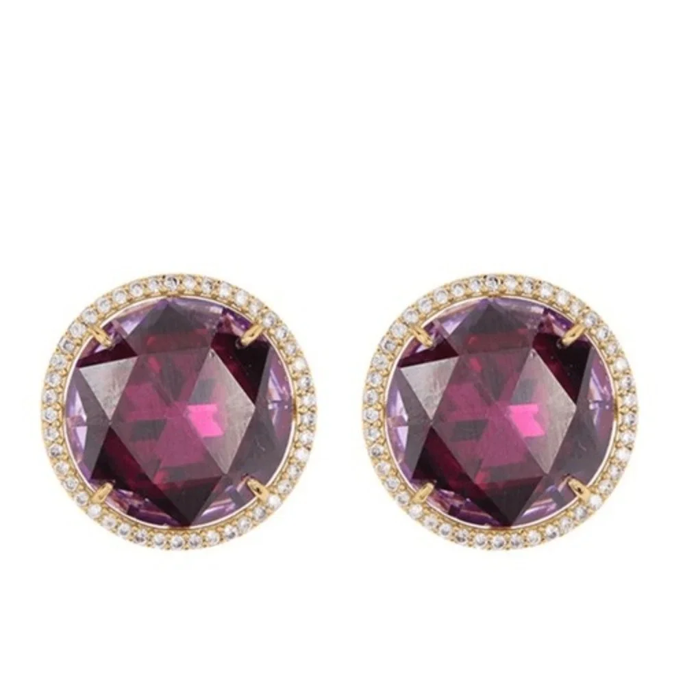 KATE SPADE NEW YORK she has spark halo studs earrings, Fuchsia/Purple,‎ NWT - Picture 3 of 12